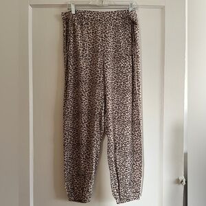 Aerie Leopard Print Satin PJ Joggers